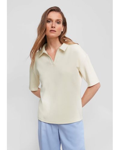 Comma, Shirttop T-Shirt mit Polokragen - Weiß