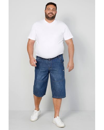 Men Plus Plus Bermudas Men+ Bermuda Bauchfit Regular Fit 5-Pocket - Blau