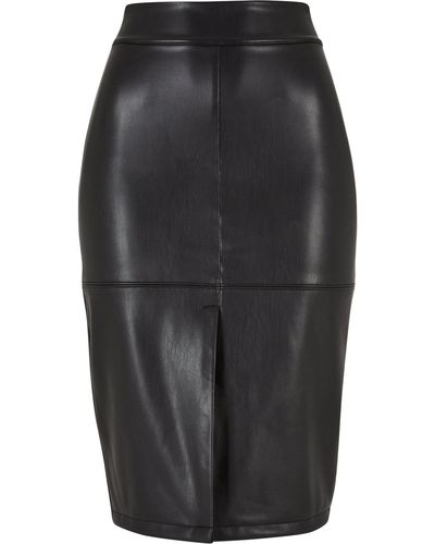 Urban Classics Sommerrock Ladies Synthetic Leather Pencil Skirt (1-tlg) - Schwarz