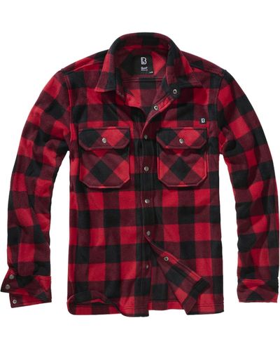 BRANDIT Langarmhemd Jeff Fleece Shirt Long Sleeve (1-tlg) - Rot