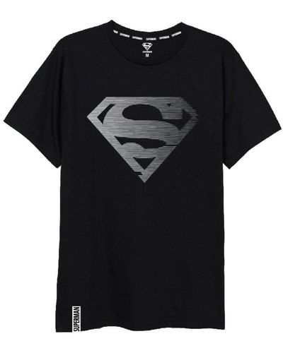Dc Comics Print- Superman Kurzarm T-Shirt Gr. S bis XXL, 100% Baumwolle - Schwarz