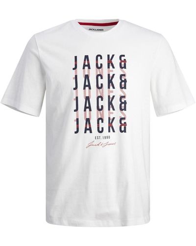 Jack & Jones T-Shirt JJDELVIN TEE SS CREW NECK - Weiß
