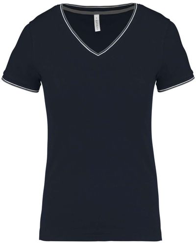 Kariban T- -Neck V-Ausschnitt Pique Polo Shirt Lady-Fit - Blau