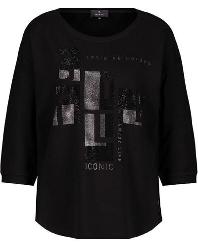 Monari 3/4-Arm-Shirt mit Schmuckschrift - Schwarz