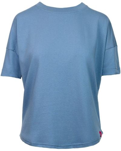 salzhaut T-Shirt Basic Sommershirt Leev Unifarben mit Rundhalsausschnitt - Blau