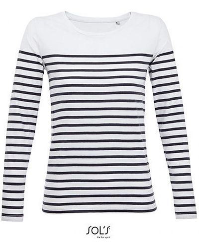 Sol's Langarmshirt Women ́s Long Sleeve Striped T-Shirt Matelot - Weiß