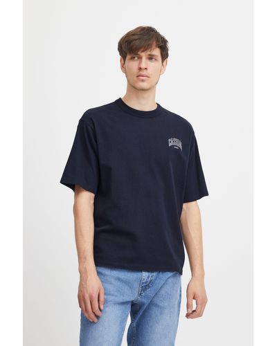 Casual Friday T-Shirt CFTue tee with small chest embroidery - Blau