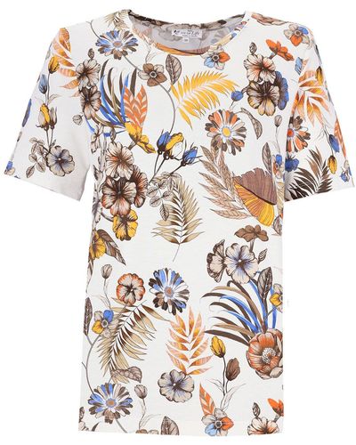 Hajo T- Shirt floraler Print 1/2 Arm - Weiß