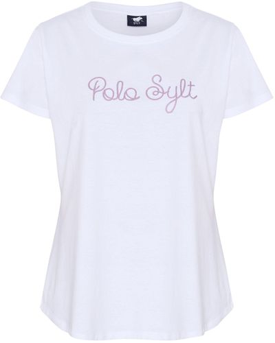 Polo Sylt Print-Shirt im Label-Design - Weiß