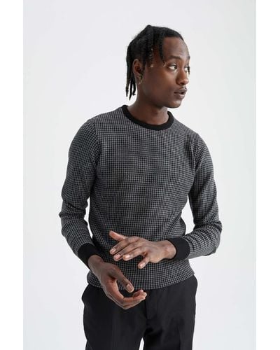 Defacto Strickpullover SLIM FIT - Grau