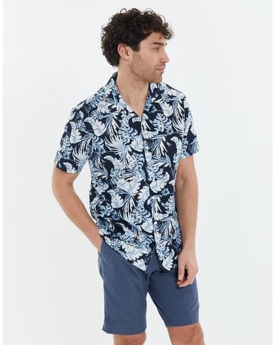 Threadbare Hawaiihemd THB Shirt S/Slv Romeo - Blau