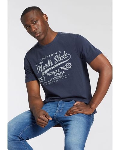 Man's World Man's World T-Shirt mit Brustprint - Blau