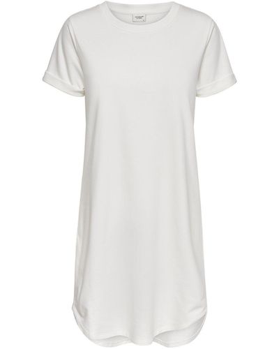 Jacqueline De Yong Lockeres Kleid Shirtkleid JDYIVY Rundhals Midi Dress Tunika - Weiß