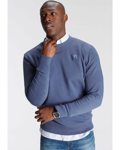Delmao Sweatshirt mit modischem Brustlabel - Blau