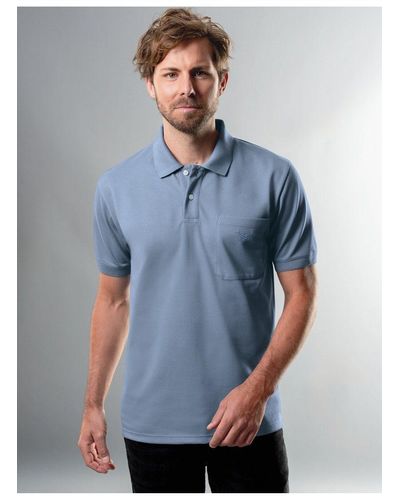 Trigema Poloshirt Polohemd mit Brusttasche (1-tlg) - Blau