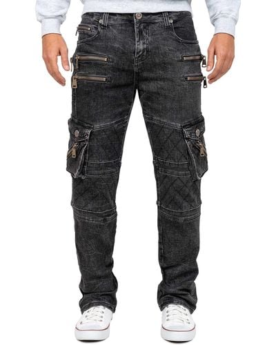 Kosmo Lupo 5-Pocket-Jeans Auffällige Hose BA-KM060 mit Verzierungen und Nieten - Grau