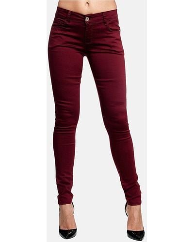 Elara Slim-fit- Stretch Hose Push Up Jeans (1-tlg) - Rot
