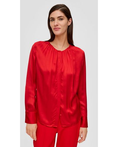 S.oliver Langarmbluse Bluse aus Viskose Raffung - Rot