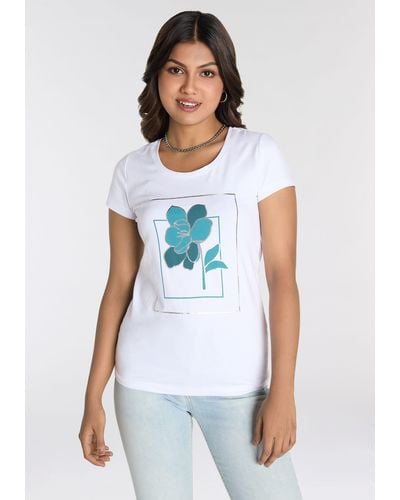 Laura Scott T-Shirt mit modischem Frontprint - Weiß