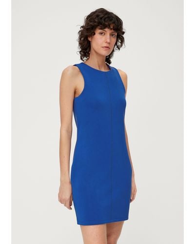 S.oliver Minikleid Scuba-Kleid aus Modalmix Ziernaht - Blau