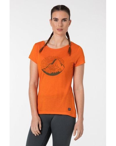 Super.natural Print- T-Shirt W MANDALA MOUNTAIN TEE formstabiler Merino-Materialmix - Orange