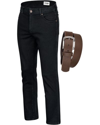Wrangler Texas Authentic Straight jeans Jeans Stretch mit Gürtel - Schwarz