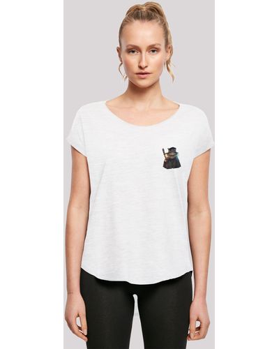 F4NT4STIC T-Shirt Wizard Cat LONG TEE Print - Weiß