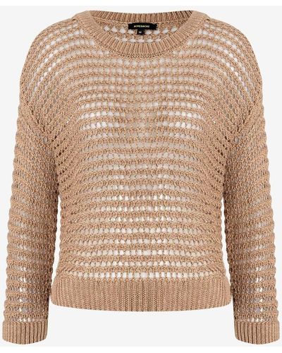 MORE&MORE &MORE Strickpullover Pullover with Ajour - Natur
