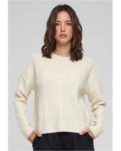 Urban Classics Rundhalspullover Ladies Cabel Knit Sweater - Weiß