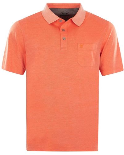 Hajo Softknit-Poloshirt in Zweitonoptik - Orange