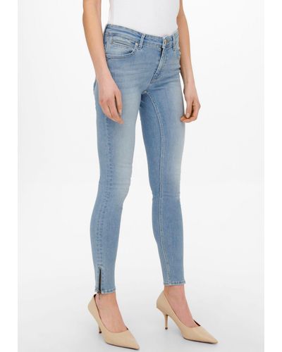ONLY Skinny-fit-Jeans ONLKENDELL RG SK ANK DNM TAI467 NOOS mit Reißverschluss Detail am Bein - Blau