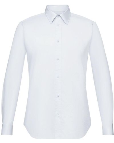 Esprit Langarmhemd Hemd aus Baumwoll-Popeline - Weiß
