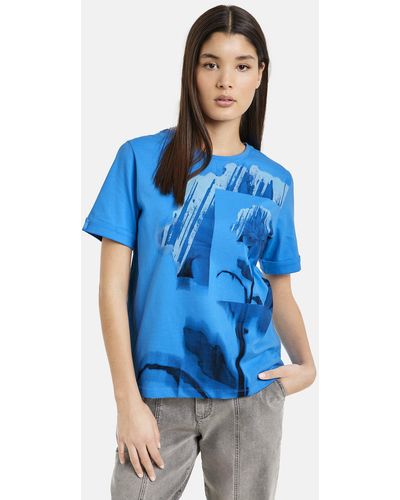 Taifun Kurzarmshirt T-Shirt aus Baumwolle - Blau