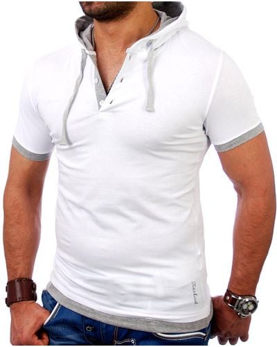 Reslad Kapuzen T-Shirt San Diego RS-5033 (1-tlg) Kapuzenshirt Layer-Look - Weiß