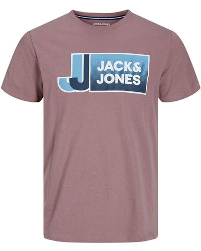 Jack & Jones & Rundhalsshirt Große Größen Logoprint T-Shirt mauve JCOLOGAN Jack&Jones - Pink