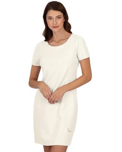 Trigema Jerseykleid Halbarm Kleid mit Kristallsteinen (1-tlg) - Weiß