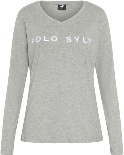 Polo Sylt Print-Shirt im Label-Design - Grau