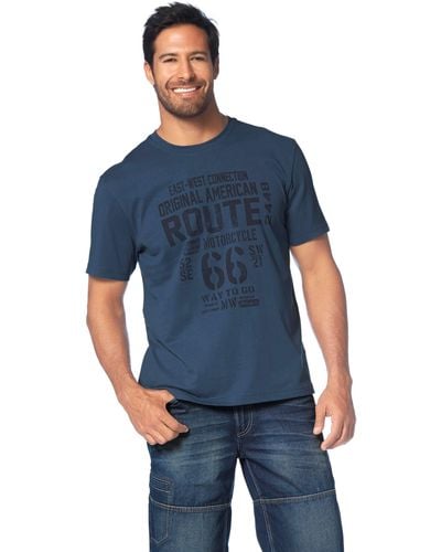 Man's World Man's World T-Shirt Großer Print - Blau