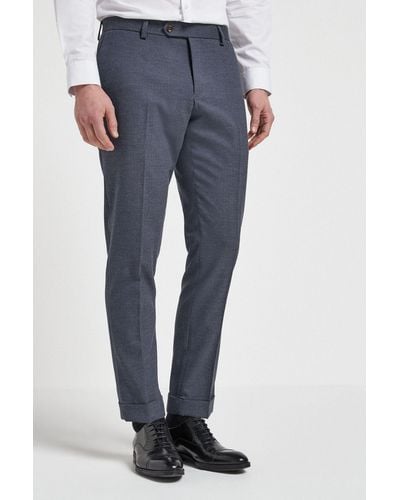 Next Anzughose Anzug mit Fischgratmuster: Slim Fit Hose (1-tlg) - Blau