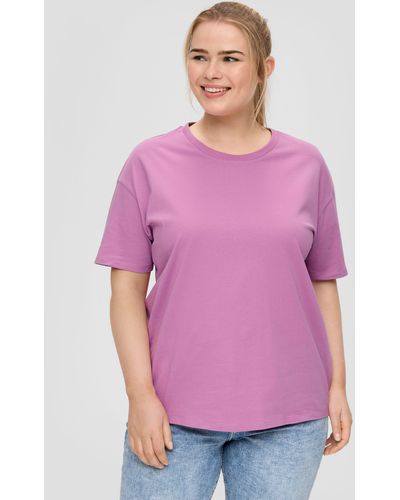 QS Kurzarmshirt T-Shirt aus reiner Baumwolle - Lila