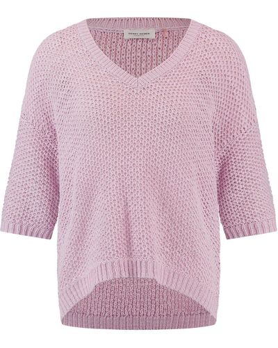 Gerry Weber Sweatshirt 3/4 Arm Pullover mit V-Ausschnitt - Pink