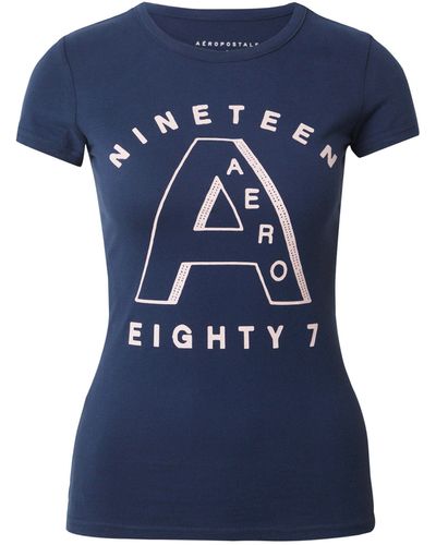 Aéropostale T-Shirt NINETEEN EIGHTY 7 (1-tlg) Plain/ohne Details - Blau