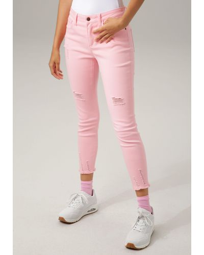 Aniston CASUAL Skinny-fit-Jeans mit Destroyed-Effekt - Pink