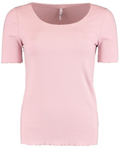 Hailys T- Top Halbarm Shirt Gerippt Rundhals Oberteil 7374 in Rosa - Pink