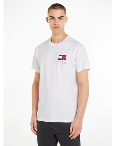 Tommy Hilfiger Plus T-Shirt TJM SLIM ESSENTIAL FLAG TEE EXT mit Tommy Jeans Logo-Schriftzug, Große Größen - Weiß