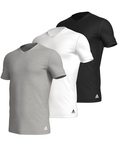 adidas T-Shirt "Active Flex Cotton" (3er-Pack) mit V-Ausschnitt, legere Passform - Schwarz