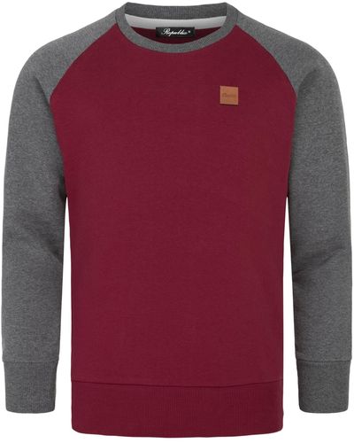 REPUBLIX Sweatshirt ADAM Pullover mit Rundhalsausschnitt & Raglan-Ärmeln - Rot