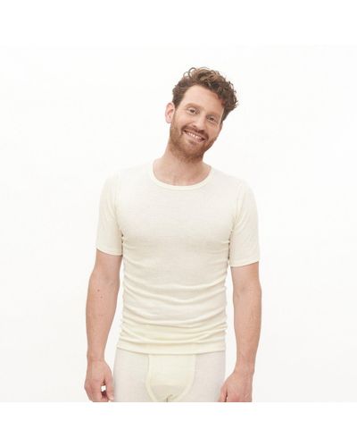 Living Crafts Kurzarmshirt JACOB Bequemes, hochwertiges Feinripp - Weiß