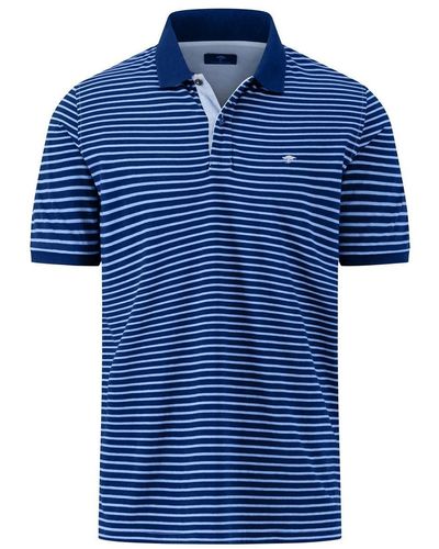 Fynch-Hatton Sweatshirt Polo Jersey Striped, Washed - Blau