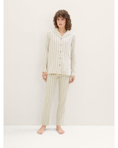 Tom Tailor Schlafhose Gestreifter Pyjama - Weiß